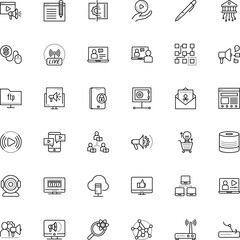 internet vector icon set such as: padlock, cam, stroke, podcast, card, bug, ftp, glass, groups, home, long, payment, protect, loudspeaker, speak, box, teaching, mask, computer-based, poker, focus