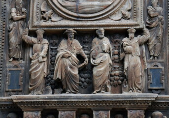 Obraz premium Ville de Rouen, détail d'un bas relief, département de Seine-Maritime, France