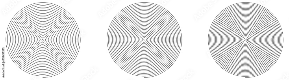 Wall mural simple thin line spirals forming circle, different density versions