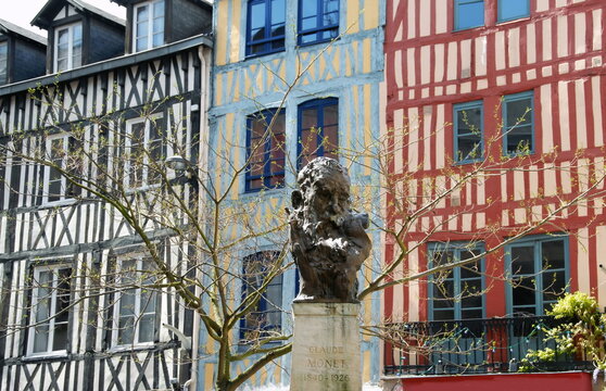 Ville de Rouen, buste de Claude Monet Place Saint-Amand, département de Seine-Maritime, France