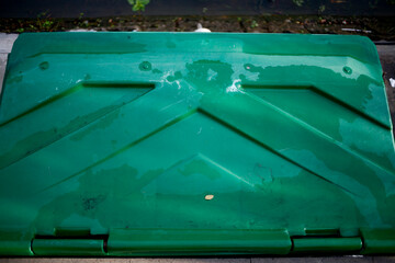 close up garbage bin