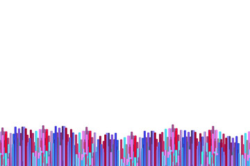 Hand drawn multicolor canvas with vertical lines. Embroidery ornament on white background. Colored thread pattern. Vector Handmade grunge texture. Design for banner, flyer, business card, invitation.