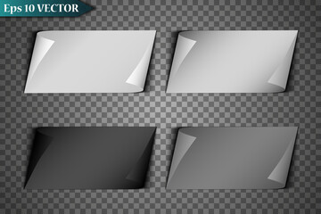 Vector realistic paper sheet with folded corner. Paper sheet A4 with shadows on transparent background.