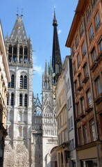 Ville de Rouen, clochers de la cathédrale Notre-Dame de Rouen, département de Seine-Maritime, France