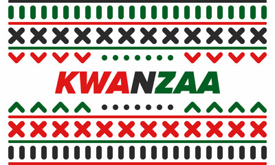 Kwanzaa Happy Celebration. African and African-American culture holiday. Seven days festival, celebrate annual from December 26 to January 1. Black history. Poster, card, banner and background. Vector