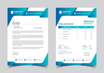 Letterhead Or Invoice Set Template Design