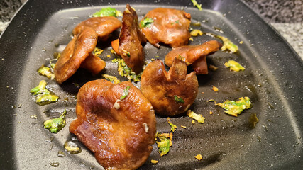 Grilled wild mushrooms with garlic and parsley