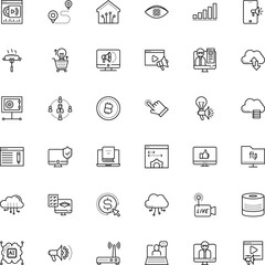 internet vector icon set such as: movie, restaurant, business trend direction technology, consulting, play, robot, workshop, ai, banking, power, camera, symbols, landing, per, art, phone, router