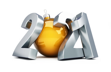 New Year 2021 on a white background 3D illustration, 3D rendering