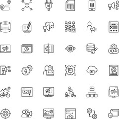 internet vector icon set such as: help, productivity, online promotion, pay, browser, monitoring, procedure, smart, film, program, peer, trend, analyzing, road, plan, complex, slider, advancement