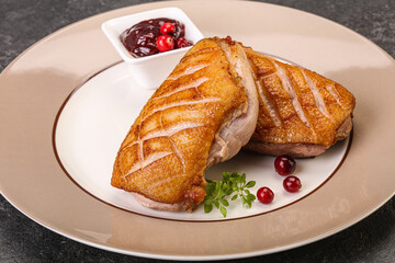 Roasted duck breast with sauce