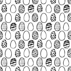 vector seamless pattern of doodles of easter eggs
