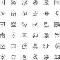 internet vector icon set such as: gauge, unlimited bandwidth, delivery, loudspeaker, game, time, classic, arrow, teamwork, cross, magnifier, program, prototype, gear, training, creation, long, gamer