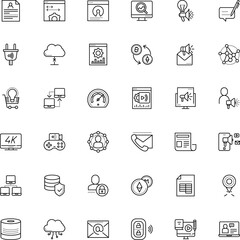 internet vector icon set such as: template, map, gamepad, telephone, broadcast, intelligence, sheet, smart plug, movie, blended learning, measure, electricity, recognition, agreement, padlock, list