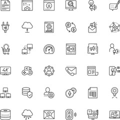 Fototapeta premium internet vector icon set such as: template, map, gamepad, telephone, broadcast, intelligence, sheet, smart plug, movie, blended learning, measure, electricity, recognition, agreement, padlock, list