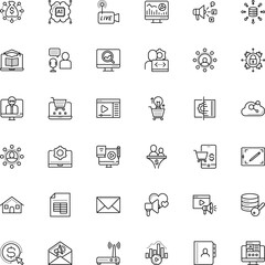 internet vector icon set such as: architecture, maintenance, modem, dictionary, homepage, building, account, access, sign symbol-live video, note, light, lead conversion, drawing