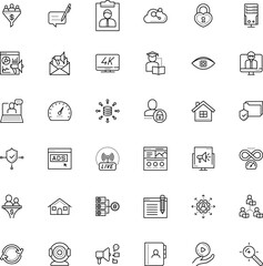 internet vector icon set such as: speech, search engine optimization, structure, car, employer, market, workshop, copywriting, article, letter, open, comments, job, telephone, idea, notebook