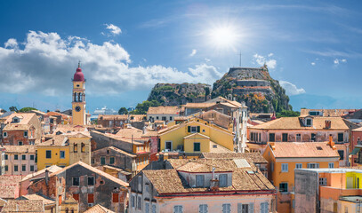 Kerkyra, capital of  Corfu island, Greece. Old town landscape.