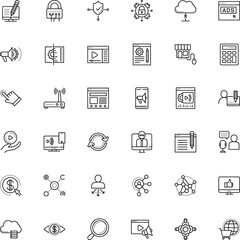 internet vector icon set such as: story, community, discovery, pay per click, payment, liquid, support, vpn, front-end, interaction, math, finger, industrial, white, bag, relax, account, adaptable