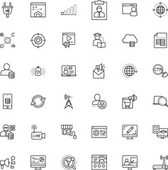 internet vector icon set such as: computer-based, tower, growth, programmer, synchronize, emblem, start, adapter, refresh, indicator, exam, recharge, answer, seminar, engineer, things, approve