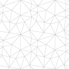Abstract seamless polygonal background with thin black lines. White background with a geometric pattern. Wallpaper for the site, covers of notebooks, books and magazines. Vector stock illustration