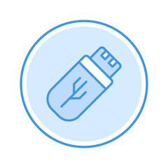 pendrive icon vector illustration. pendrive icon blue circle design.