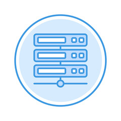 server icon vector illustration. server icon blue circle design.