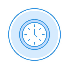 clock icon vector illustration. clock icon blue circle design.