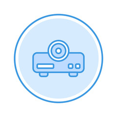 projector icon vector illustration. projector icon blue circle design.
