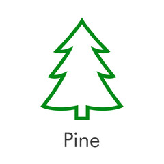 Árbol de navidad. Símbolo abeto. Logotipo con silueta de árbol con ramas con lineas en color verde