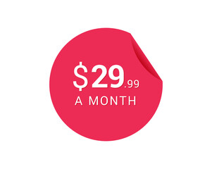 Monthly $29.99 US Dollars icon, $29.99 a Month tag