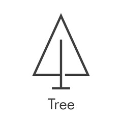 Árbol de navidad. Símbolo abeto. Logotipo árbol abstracto en forma de triángulo con lineas en color gris