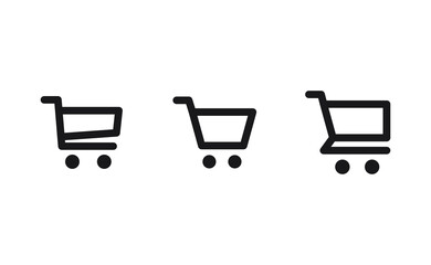 Shopping cart icon collection. Online commerce symbol. E-commerce vector sign.