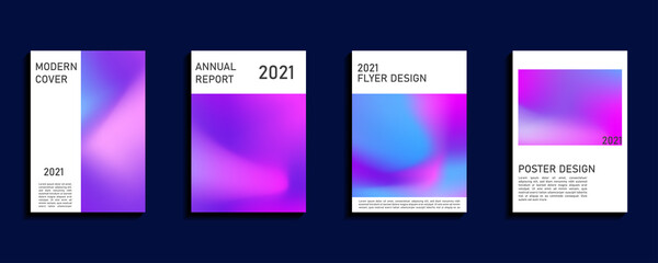Set of covers design templates with blurred background. Trendy modern design. Vector templates for annual report, poster, flyers, and cover. Vector illustration.