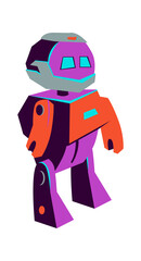 Primitive artificial intelligence robot, cartoon vector illustration isolated on background. Development of robots