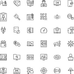 internet vector icon set such as: engagement, storage, cpu, announcement, cinema, contractor, panel, secure, electric, ctr, smart plug, cooking, layout, measure, live, engine, electrical, roasted