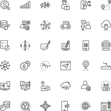 internet vector icon set such as: administrator, thief, cam, key, encryption, cryptocurrency, recount, story, investment, photo, glyph, banking, upload, plan, bank, meter, safety, damage, plug, webtv