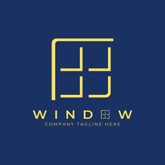 Golden window line art logo vector illustration template design, simple logo