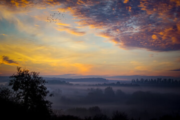 sunset over the river