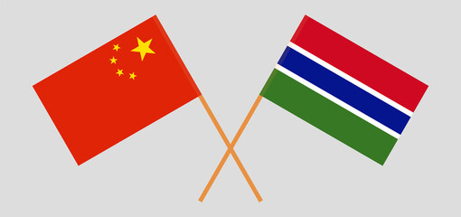 Crossed flags of the Gambia and China