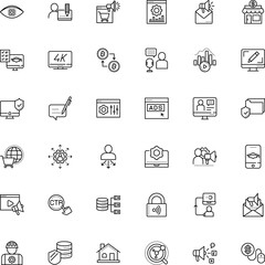internet vector icon set such as: repair man, event, software, comment, banking, microphone, questionnaire, e-learning, content, manager, commercial, equipment, buyer, university, unlock, badge