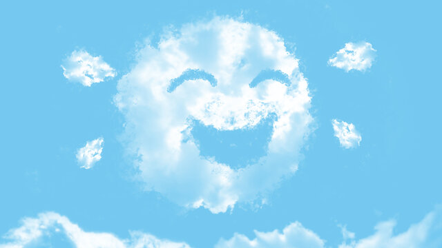 smiley cloud crying on blue sky illustration