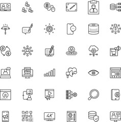 internet vector icon set such as: front, affiliate marketing, algorithm, shopping, dialog, click, employer, cash, chip, conceptual, license, meat, story, approve, cinema, source, lunch, messaging
