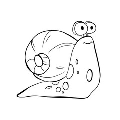 Snail simple illustration template. Cute cartoon hand drawn character. Design, print, decor, textile, paper. Wildlife, nature, animal. 
