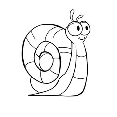 Snail simple illustration template. Cute cartoon hand drawn character. Design, print, decor, textile, paper. Wildlife, nature, animal. 