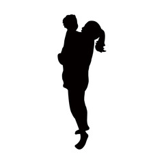 woman and baby body silhouette vector