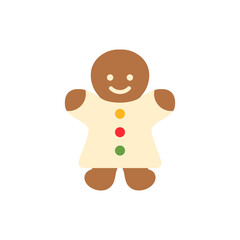 Obraz premium Cute chocolate cookie shape. Christmas gingerbread man cartoon symbol. Vector illustration isolated on white.