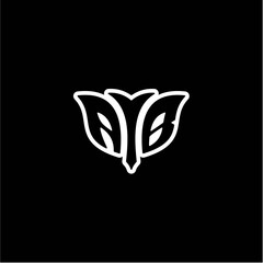 A B Initials bow arrow, simple modern minimalist design. black and white.