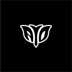 A O Initials bow arrow, simple modern minimalist design. black and white.