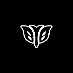 B B Initials bow arrow, simple modern minimalist design. black and white.